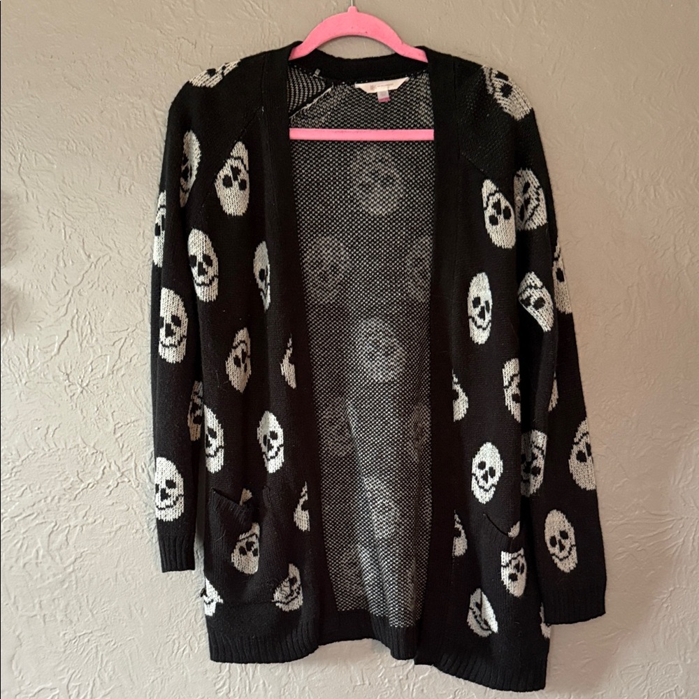 NOBO Black Cardigan with White Skull Pattern